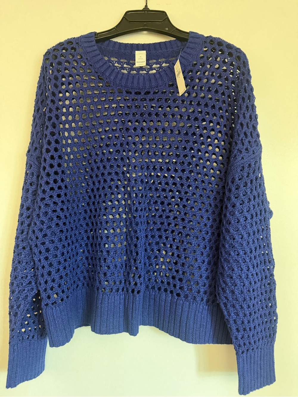 Old Navy Royal Blue Open-Weave Crewneck Sweater